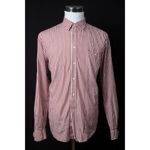 Men's Salvatore Ferragamo Striped Red Button Up Shirt Sz XL US 17 / IT 43